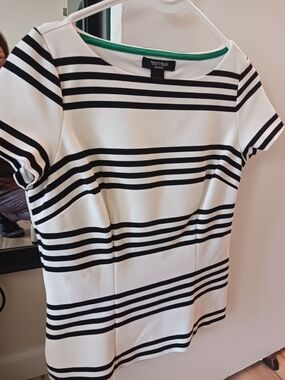 White House Black Market Black and White Striped Short-Sleeve Tee